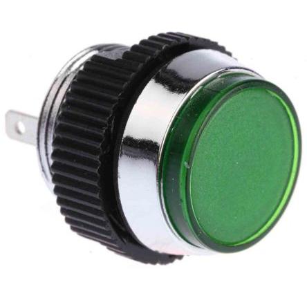 Indikátor pro montáž do panelu, řada: SKCD Zelená, typ žárovky: LED Jazýček Signal Construct 14V 16 mm, IP67