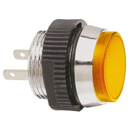 Indikátor pro montáž do panelu, řada: SKCD Žlutá, typ žárovky: LED Jazýček Signal Construct 14V 16 mm, IP67