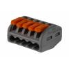 WAGO Pákový konektor, řada: 222 4mm², Kabel Šedá, počet cest: 5 32A, 12AWG, 28 AWG, 400V Klecová svorka