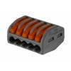 WAGO Pákový konektor, řada: 222 4mm², Kabel Šedá, počet cest: 5 32A, 12AWG, 28 AWG, 400V Klecová svorka