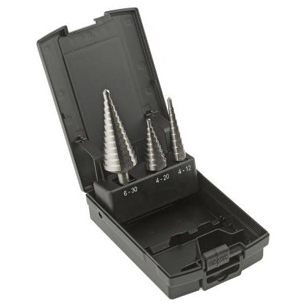 Sada bitů vrtáků, HSS, počet kusů: 3 Stupňový vrták EXACT Kov, max. velikost: 30 mm, min. velikost: 4 mm