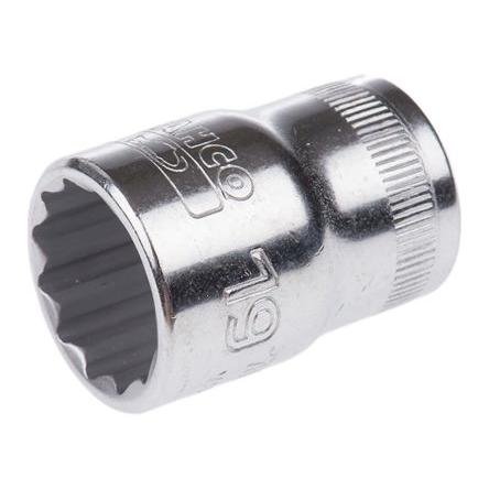 Zásuvka 1/2 in pohon 19 mm 12 bodů Čtvercový, celková délka: 38mm Bahco
