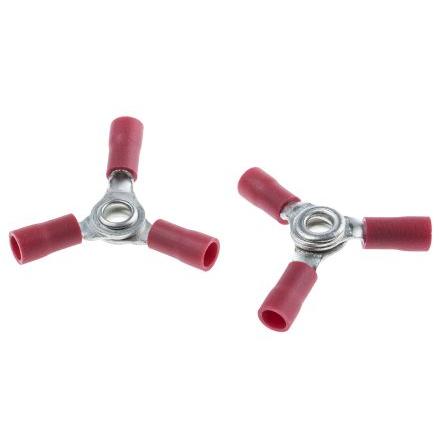 Očková koncovka, pokovení: Cín, 4 mm, Červená, 75 °C, min. AWG: 22 AWG, max. AWG: 16 AWG, Izolované, -40 °C, RS PRO