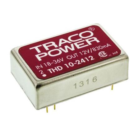 TRACOPOWER Měnič DC/DC THD 10, výstup: 12V dc 1.5 kV dc, Vin 36V dc 830 mA, Vin 18V 10 W -40 °C 71 °C Průchozí otvor