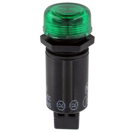 Indikátor pro montáž do panelu, řada: 948 Zelená, typ žárovky: LED FASTON Sloan 230V ac 16 mm, IP65