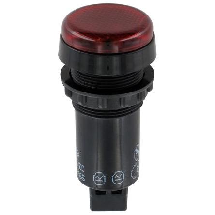 Indikátor pro montáž do panelu, řada: 951 Červená, typ žárovky: LED FASTON Sloan 12V 22 mm, IP65