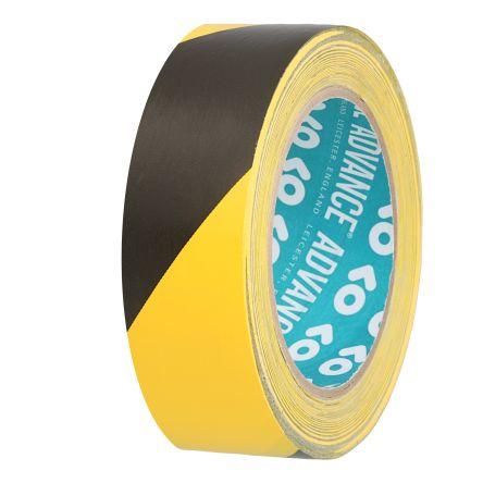 Výstražná páska Pryžová pryskyřice, Žlutá, Černá Polyvinylchlorid 0.14 mm 38mm, délka: 33 m AT8 Advance Tapes