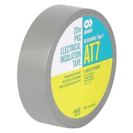 Elektrikářská páska, název: AT7, Šedá Polyvinylchlorid 8000 V 19mm x, délka: 20 m tloušťka 0.13 mm Advance Tapes