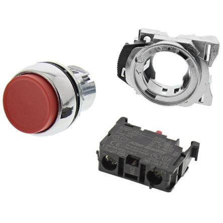 Allen Bradley Tlačítkový spínač, řada: 800F SPST Panel Blokování 22 mm 10A, barva LED: Červená 5 V dc 600 V ac