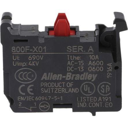 Allen Bradley Blok kontaktů, řada: 800F 1 NC Vnitřní
