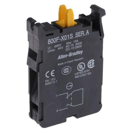Allen Bradley Blok kontaktů, řada: 800F Blok kontaktů 1 NC 690V Šroub