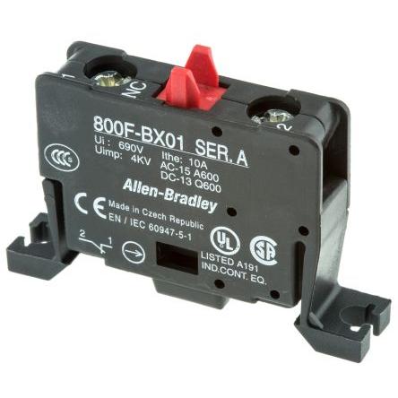 Allen Bradley Blok kontaktů, řada: 800F Blok kontaktů 1 NC 600V Šroub LED
