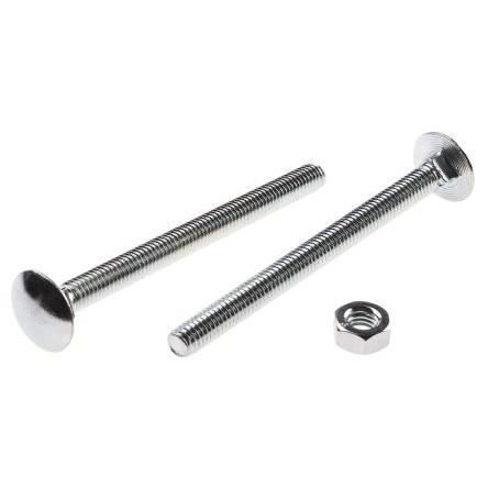 RS PRO Vratový šroub, Lesklý zinek, Ocel, Metrické, délka: 75 mm, délka: 100 mm
