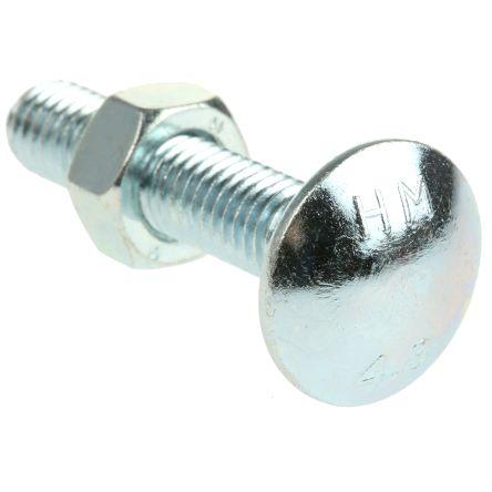 RS PRO Vratový šroub, Lesklý zinek, Ocel, Metrické, délka: 75 mm, délka: 100 mm