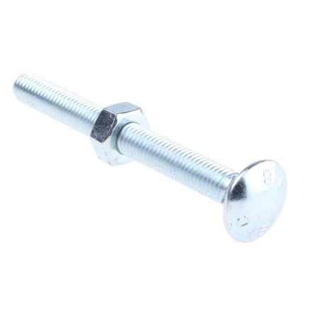 RS PRO Vratový šroub, Lesklý zinek, Ocel, Metrické, délka: 75 mm, délka: 100 mm
