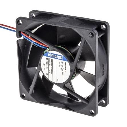 ebm-papst Axiální ventilátor, řada: 8400 N, průtok vzduchu: 45 m³/h 900 mW 12V dc 75 mA IP68 80 mm 80mm 25 mm