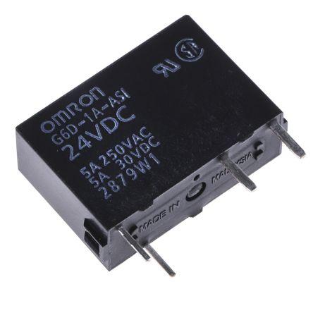 Omron Výkonové relé SPST Lišta DIN 5A 24V dc G6D