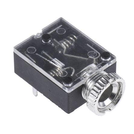 Decelect Konektor jack, Montáž na plošný spoj, Stereo, Pájecí Vnitřní, 3.5 mm 1 1A barva Černá, orientace těla: Rovný,