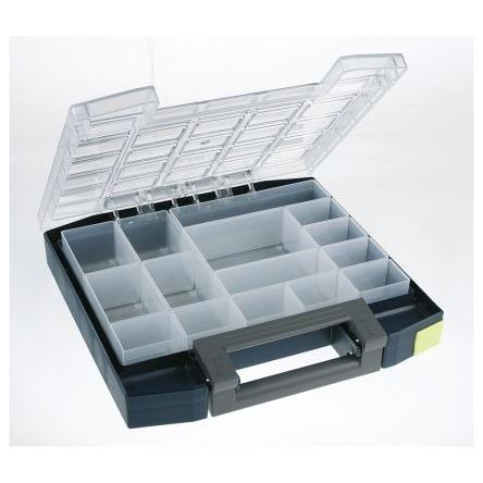 Přihrádková krabice 15 přihrádek Šedá, Polypropylen, Polykarbonát 55 mm x 298mm x 284 mm Raaco