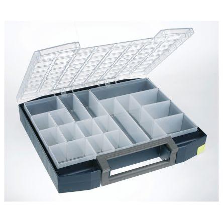 Přihrádková krabice 18 přihrádek Modrá, Polypropylen, Polykarbonát 78 mm x 465mm x 401 mm Raaco