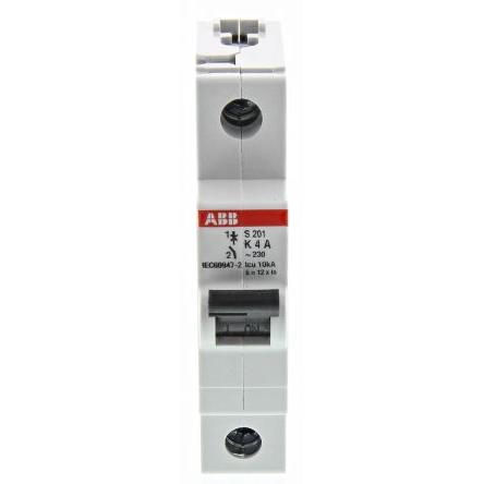 ABB Miniaturní jistič, rozsah: System Pro M Compact 1pólový 4A vypínací výkon 20 kA, charakteristika: Typ K, rozsah: