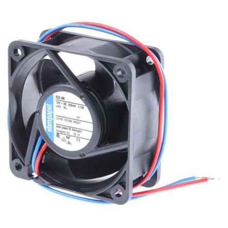ebm-papst Axiální ventilátor, řada: 620, průtok vzduchu: 56 m³/h 3.5 W 12V dc 292 mA 60 mm 60mm 25 mm