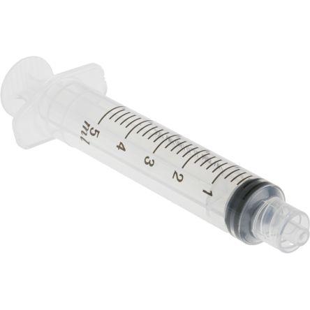 Stříkačka kapacita 5ml Polyetylen, délka: 103 mm x 13.7 mm v prům. RS PRO