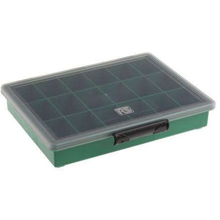 Přihrádková krabice 18 přihrádek Zelená, Polypropylen 43 mm x 240mm x 195 mm Raaco