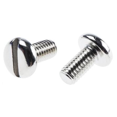 RS PRO Šroub s nízkou půlkulovou hlavou Drážka, Niklovaný, Mosaz hlavice Kónická 12 mm