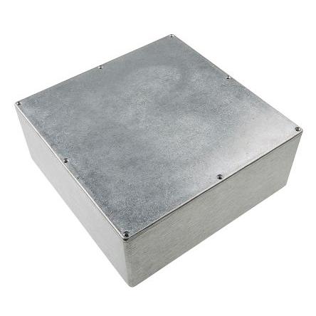 RS PRO Pouzdro Stíněné barva Stříbrná barva Stříbrná Odlévaný hliník 250 mm 100 mm 250 mm