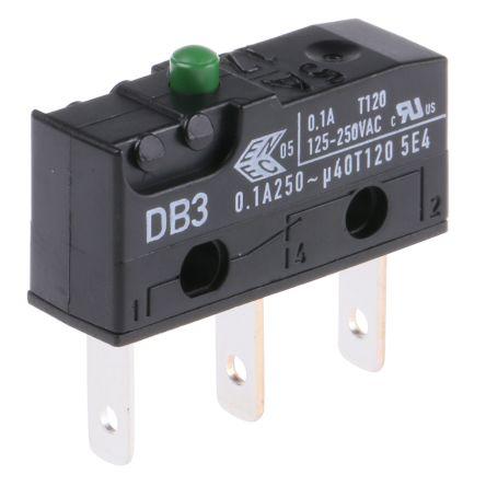 ZF Mikrospínač, typ ovladače: Tlačítko SPDT, 250 V ac, 100mA, Jazýček, IP50, 1.47N