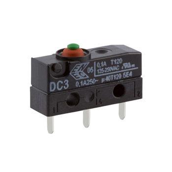 ZF Mikrospínač, typ ovladače: Tlačítko SPDT, 250 V ac, 100mA, Pájecí, IP6K7, 1.96N
