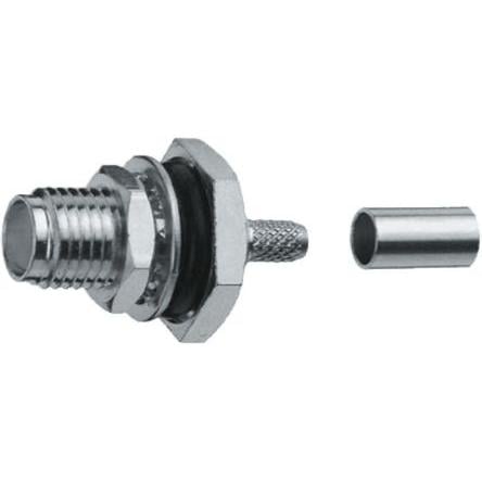Telegartner Koaxiální konektor, řada: SMA Vnitřní, 50 Ω, orientace těla: Rovný, Montáž do panelu Konektor SMA Přepážka