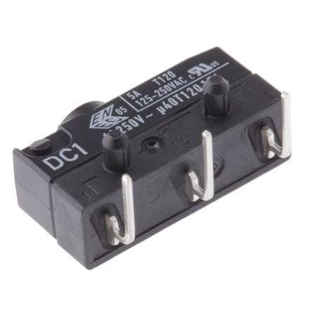 ZF Mikrospínač, typ ovladače: Tlačítko SPDT, 250 V ac, 6A, Pravoúhlý PCB, IP6K7, 1.96N