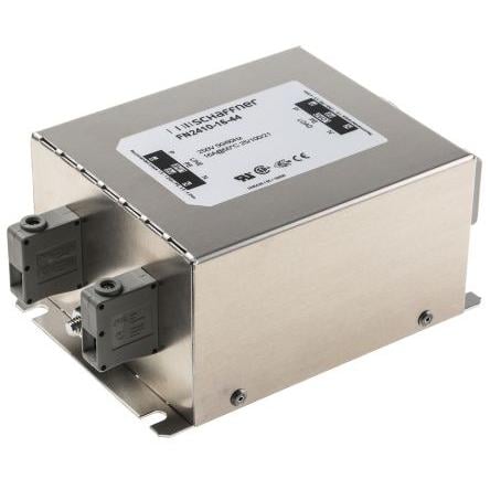 Filtr EMC, řada: FN2410, 2.2 nF, 250V ac, 400Hz, Montáž na rám, Svorkovnice, 16 A, počet fází: 1, 3.4 mA, Schaffner, 1,