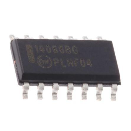 onsemi, standard: AEC-Q100 Analogový spínač 4 CMOS Multiplexer CMOS, počet kolíků: 14 kolíkový, SOIC