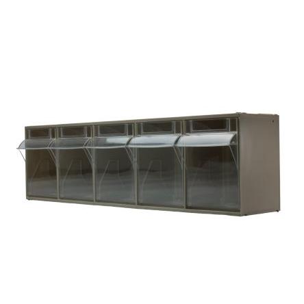 Výklopná zásuvková jednotka 5 Polypropylen Průhledné zásuvky 168 mm x 600mm x 140 mm RS PRO