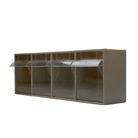 Výklopná zásuvková jednotka 4 Polypropylen Průhledné zásuvky 206 mm x 600mm x 178 mm RS PRO