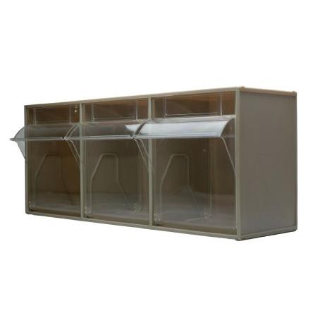 Výklopná zásuvková jednotka 3 Béžová, Průhledné Polypropylen Průhledné zásuvky 242 mm x 600mm x 210 mm RS PRO