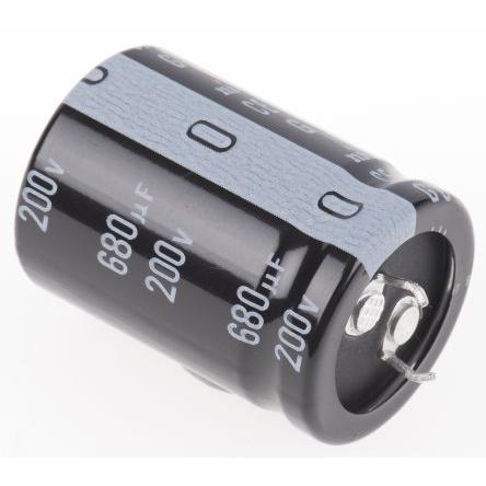 Kondenzátor, řada: GU 680 μF ±20 % 200V dc LGU2D681MELA, Zacvakávací montáž Nichicon