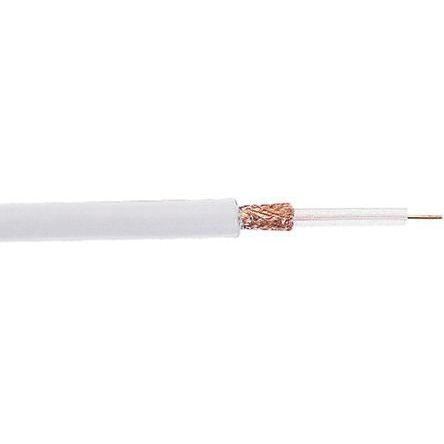Koaxiální kabel Stíněný, Bílá 21 AWG Polyvinylchlorid 100 m 75 Ω RS PRO