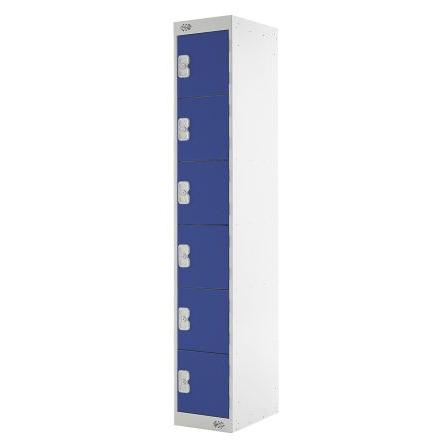 Průmyslová uzamykatelná skříňka 6dveřová, Ocel Modrá 1800 mm x 300 mm x 450 mm RS PRO