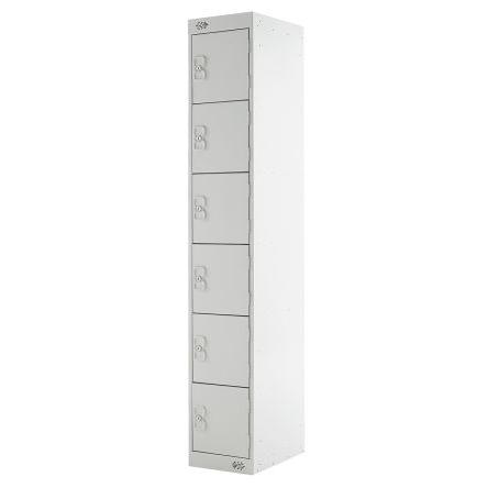 Průmyslová uzamykatelná skříňka 6dveřová, Ocel Šedá 1800 mm x 300 mm x 450 mm RS PRO