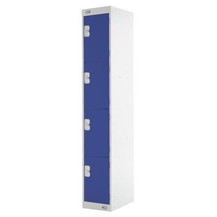 Průmyslová uzamykatelná skříňka 4dveřová, Ocel Modrá 1800 mm x 300 mm x 450 mm RS PRO