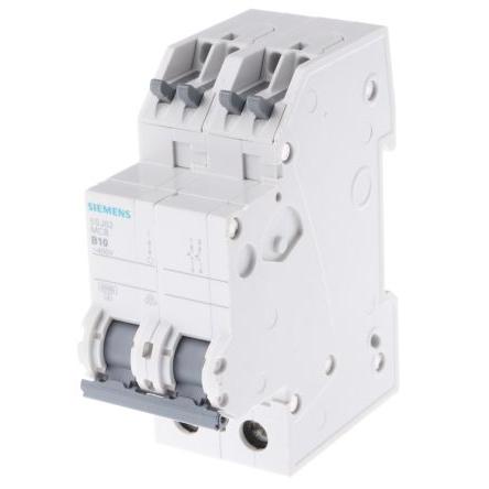 Siemens Miniaturní jistič, rozsah: 5SJ6 2pólový 10A vypínací výkon 6 kA, charakteristika: Typ B, rozsah: SENTRON 400V ac