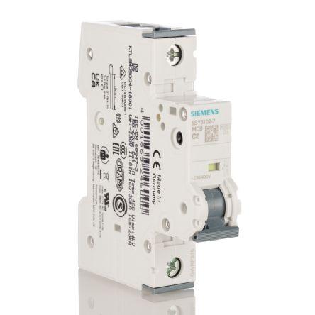 Siemens Miniaturní jistič, rozsah: 5SY6 1pólový 2A vypínací výkon 6 kA, charakteristika: Typ C, rozsah: SENTRON 400V ac