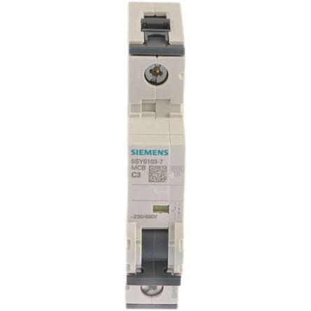 Siemens Miniaturní jistič, rozsah: 5SY6 1pólový 3A vypínací výkon 6 kA, charakteristika: Typ C, rozsah: SENTRON 400V ac
