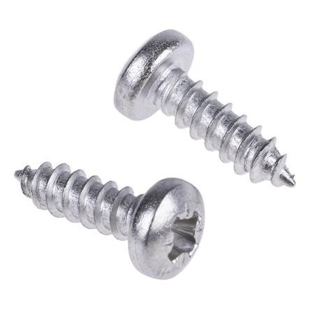 RS PRO Samořezný šroub, Obyčejný, Nerezová ocel hlavice Kónická, délka: 9.5 mm