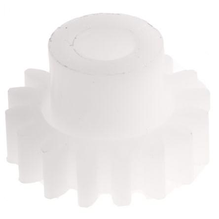Čelní ozubené kolo, Polyoxymethylen 16zubové, průměr rozteče: 12.8 mm, 0.8 průměr náboje 8 mm vývrt 4mm RS PRO