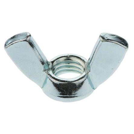 RS PRO Křídlatá matice 48 mm, Lesklý zinek, Ocel, M10